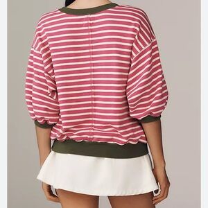 Anthropologie Pink and White Striped Sweatshirt